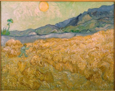 Champ de blé avec moissonneur au lever du soleil - Vincent van Gogh